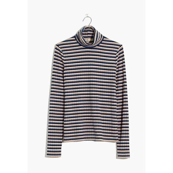 ‎Madewell Ribbed Turtleneck Top Stripe - Picture 3 of 7